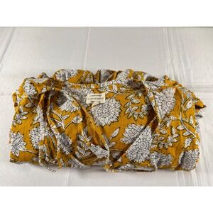 House of Sundar Mustard Yellow Floral Block Print Balloon Sleeve Midi Dress XL